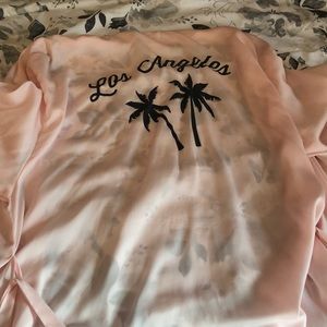 Long sleeve sheer pink robe